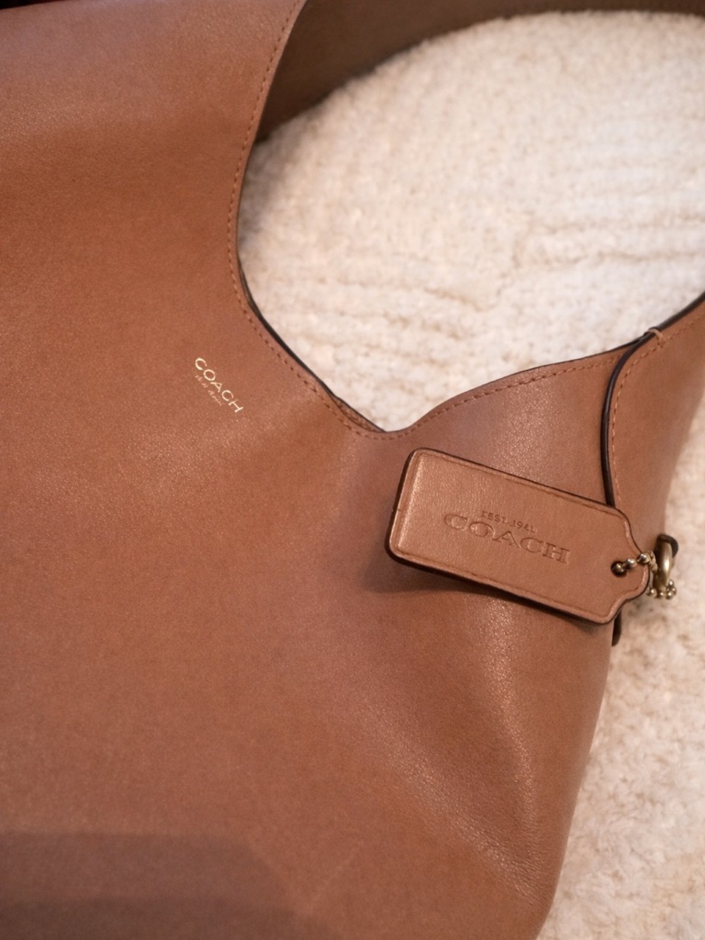Coach Tan Leather Shoulder Hobo Bag - Picture 3 of 5